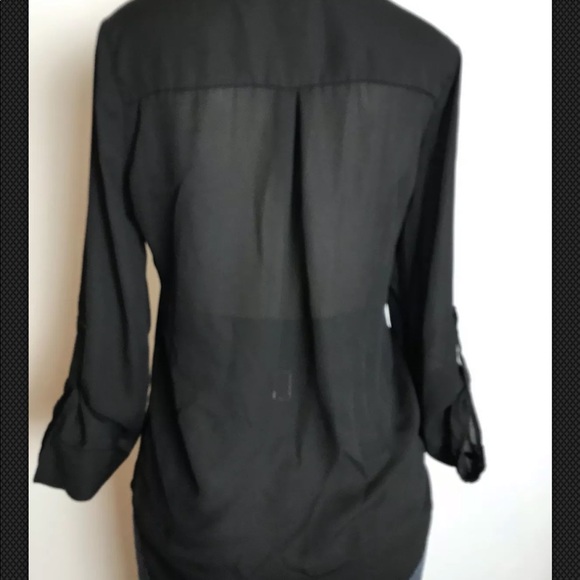 Nella Fantasia Blouse Tunic Sheer Black Size M - Picture 5 of 6